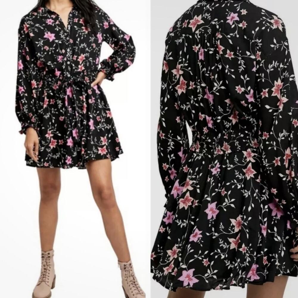 Free People Lighten Up Mini Dress Floral Flirty Coquette Girly Size Medium